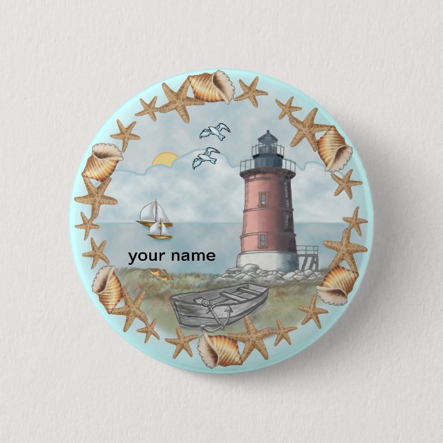 Delaware Muscheln Leuchtturm-Button-Taste Button (Vorderseite)