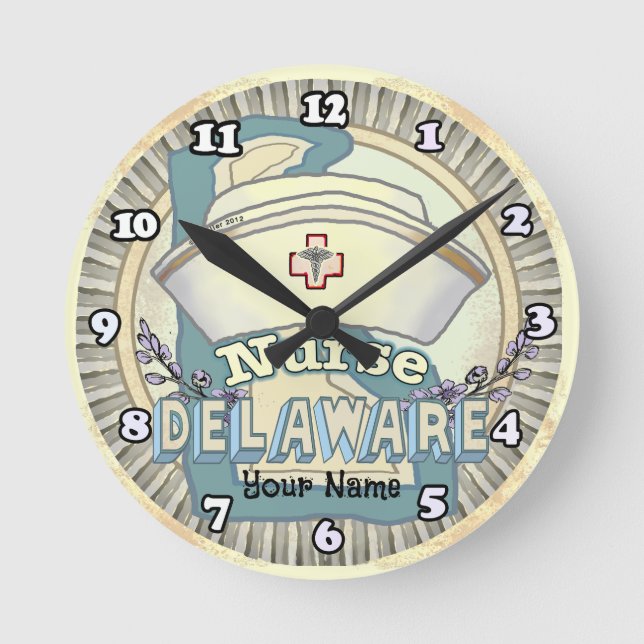 Delaware Nurse Runde Wanduhr (Vorderseite)