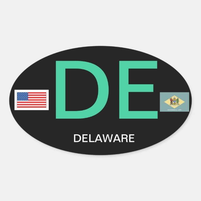 Delaware* Oval Autoaufkleber im Euro-Stil Ovaler Aufkleber (Vorderseite)