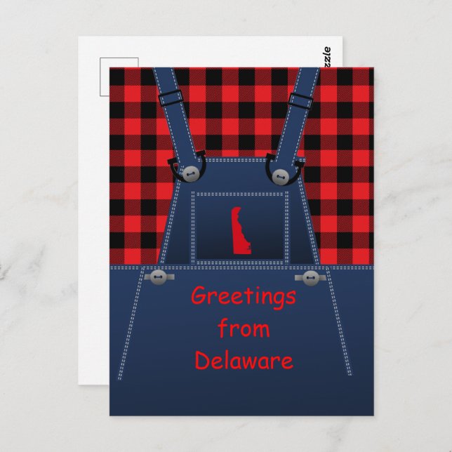 Delaware Overalls Buffalo Kariert Postkarte (Vorne/Hinten)