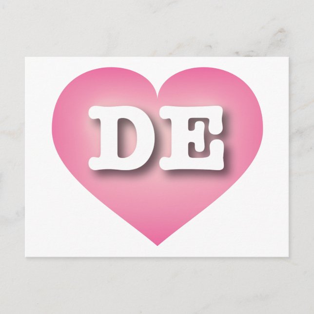 Delaware Pink Fade Heart - I Liebe DE Postkarte (Vorderseite)