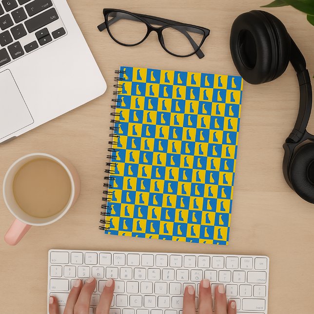 Delaware Pop Art Blau Gold Muster Notizblock (A notebook with a blue and yellow gold pattern of Delaware.)