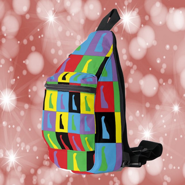 Delaware Pop Art Staat Pattern Crossbody Bag (A fun sling bag with a pop art pattern of the US state of Delaware)