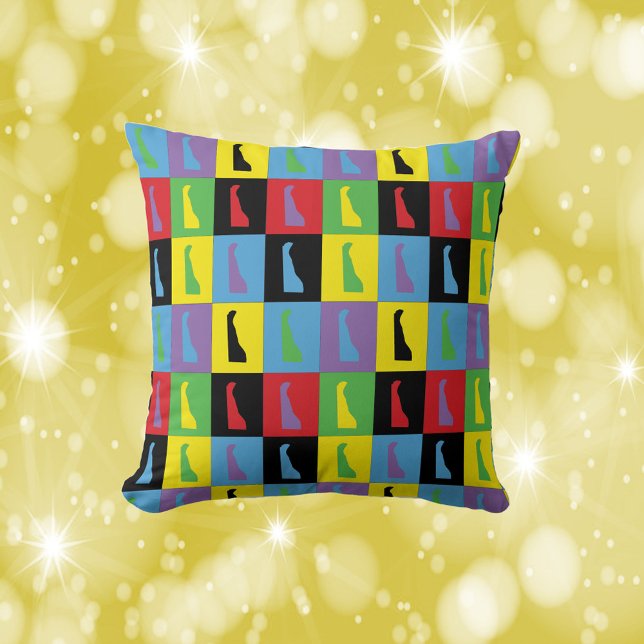 Delaware Pop Art Staat Pattern Kissen (A fun pillow with a pop art pattern of the US state of Delaware)