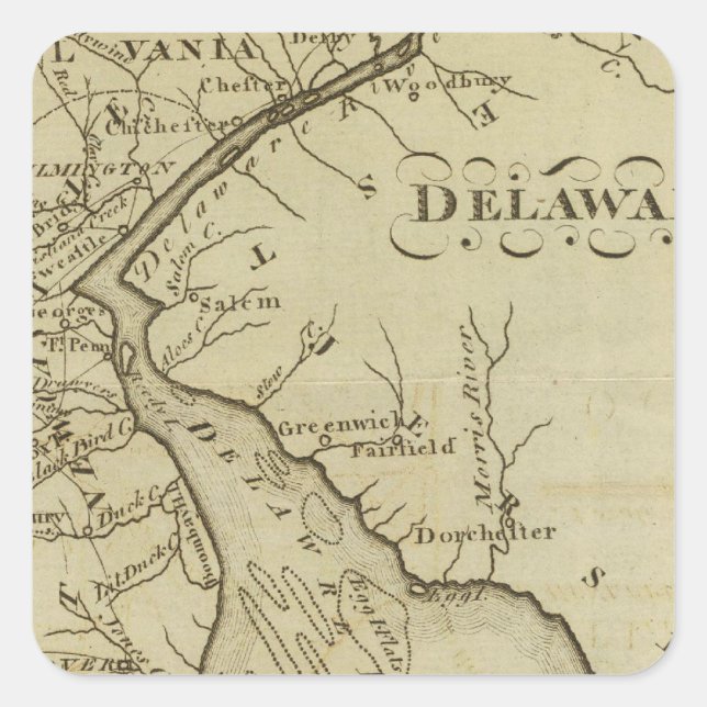 Delaware Quadratischer Aufkleber (Vorderseite)