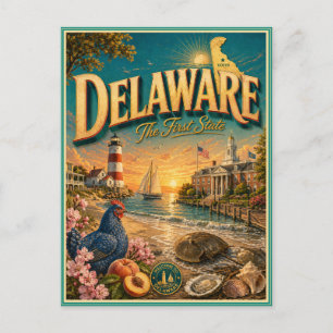 Delaware Retro-Reise-Andenken-Postkarte Postkarte