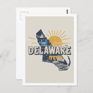 Delaware Retro Travel Design Iconic US Staaten Postkarte