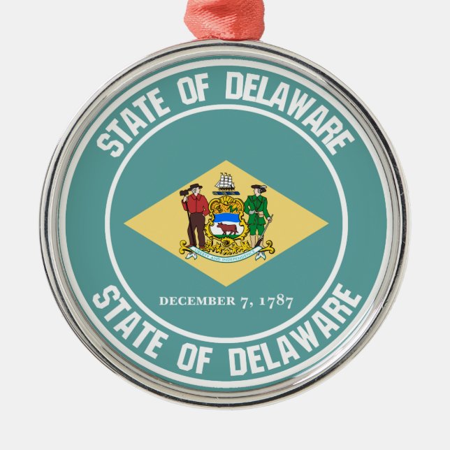 Delaware Round Emblem Ornament Aus Metall (Vorne)