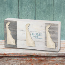 Delaware-Rustik-Holzbox-Schild – Küsten-Homedekor