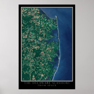 Delaware Seashore von Space Satellite Map Poster