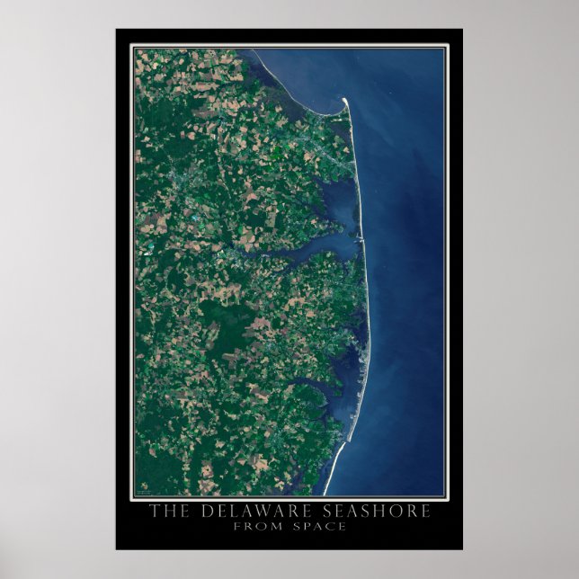 Delaware Seashore von Space Satellite Map Poster (Vorne)