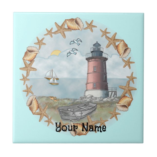 Delaware Shells Leuchtturm   Kachel (Vorderseite)