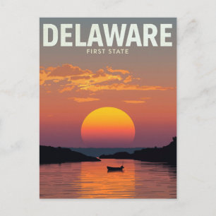 Delaware-Sonnenuntergang-Minimalistisches Bootsrei Postkarte
