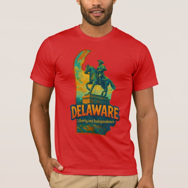 Delaware Staat Artistic T - Shirt - Öl Paint.. (Vorderseite)