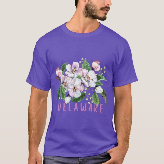Delaware Staat Blume Peach Blossom Aufkleber Overs T-Shirt (Vorderseite)