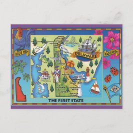 Delaware Staat Map Postcard Postkarte