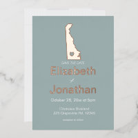 Delaware Staat Map Save the Date Rosen Gold