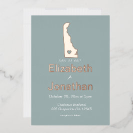 Delaware Staat Map Save the Date Rosen Gold Folieneinladung