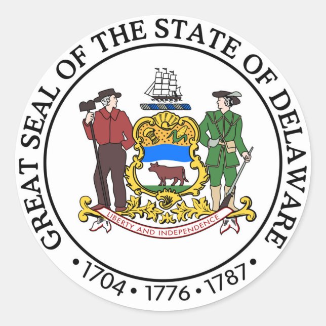 Delaware Staat Siegel America Republik Symbol Runder Aufkleber (Vorderseite)