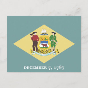 Delaware Staatsflagge Die Erste Staats-Wappen Postkarte