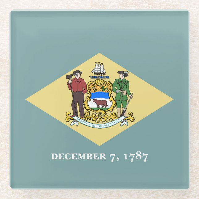 Delaware-Staatsflagge Glasuntersetzer (Vorderseite)