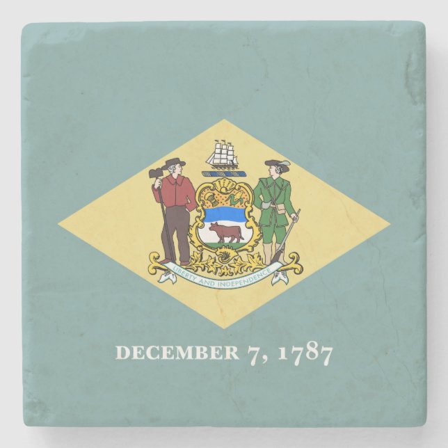 Delaware Staatsflagge Steinuntersetzer (Vorderseite)
