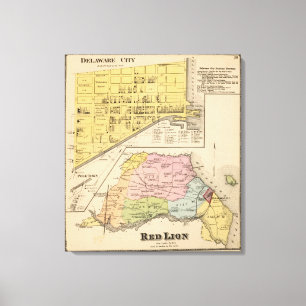 Delaware-Stadt, roter Löwe Leinwanddruck