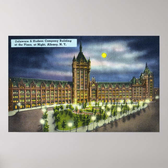Delaware und Hudson Co. Gebäude in der Nacht Poster (Vorne)