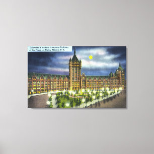 Delaware- und Hudsonco. Gebäude nachts Leinwanddruck