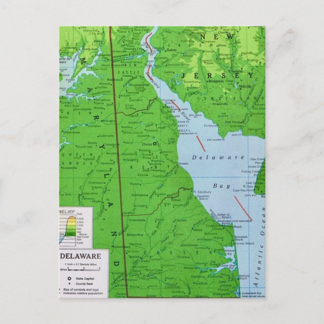 Delaware- und New-Jersey-Karte  Postkarte (Vorderseite)