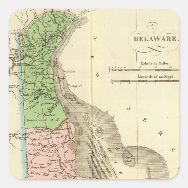 Delaware US Quadratischer Aufkleber (Vorderseite)