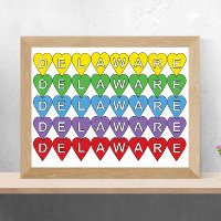 Delaware US Staat Colorful Hearts