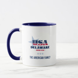 Delaware USA 1787 Blue Star Personalized Mug Tasse