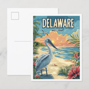 Delaware USA Vintag Illustration Travel Postkarte