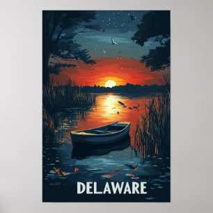 Delaware USA Vintage-Illustration Reise Poster