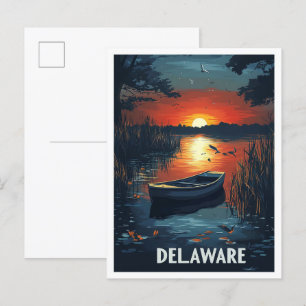 Delaware USA Vintage-Illustration Reise Postkarte