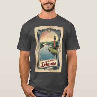 Delaware USA Vintage Travel Retro Postcard Design  T-Shirt