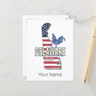 Delaware Vereinigte Staaten Retro-Staatskarte Vint Feiertagspostkarte