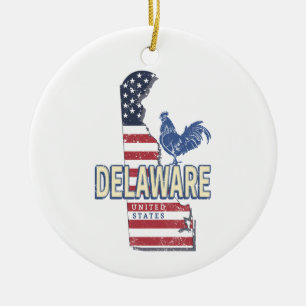 Delaware Vereinigte Staaten Retro-Staatskarte Vint Keramik Ornament