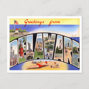 Delaware Vintag Big Letters Postcard Postkarte