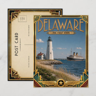 Delaware Vintage Art Deco Golden Age Postkarte