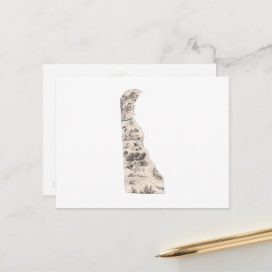 Delaware Vintage-Bildkarte Antike Staatskarte Postkarte