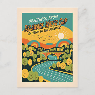 Delaware Water Gap PA-NJ Retro-Kunst Postkarte
