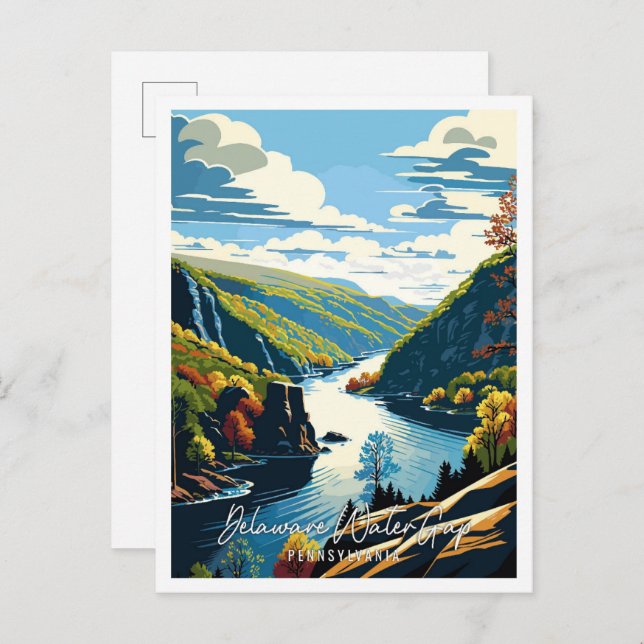 Delaware Water Gap vintage travel Illustration Postkarte (Vorne/Hinten)