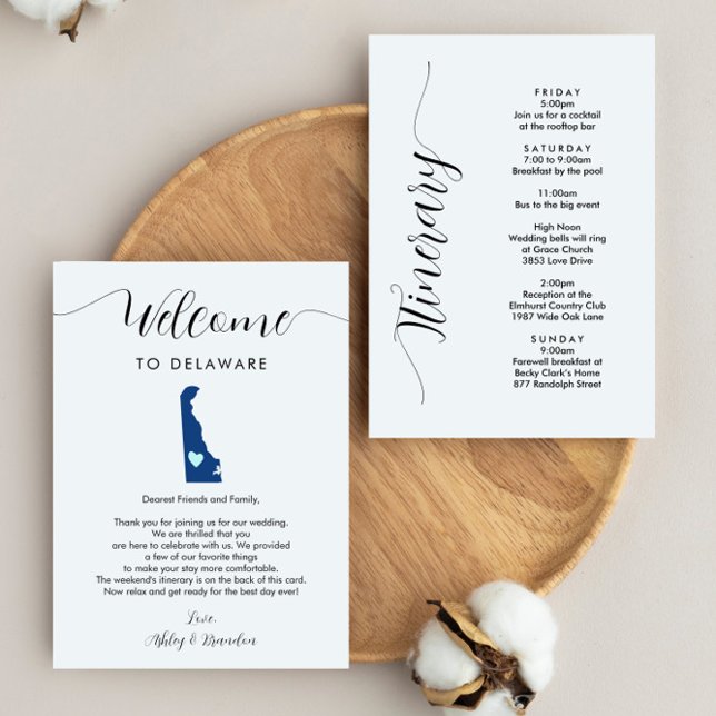 Delaware Wedding Welcome Letter Itinerary Card (Von Creator hochgeladen)