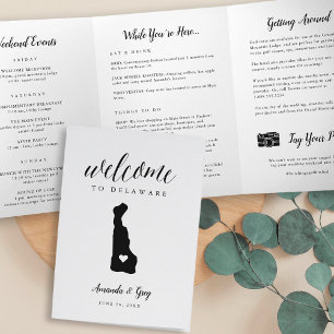 Delaware Wedding Welcome Letter & Itinerary Dreifach-gefaltete Programmkarte