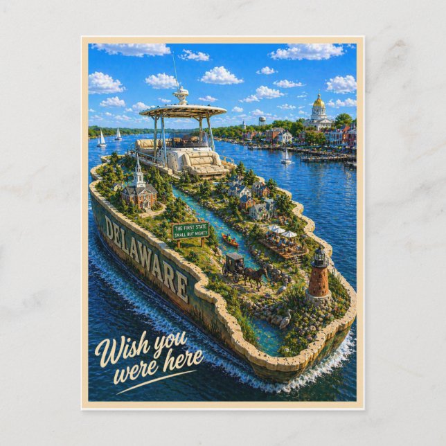 Delaware | Wish You Were Here | State-Serie Postkarte (Vorderseite)