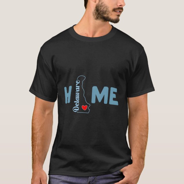 Delaware-Zuhause mit Delaware-Staat-Kontur T-Shirt (Vorderseite)