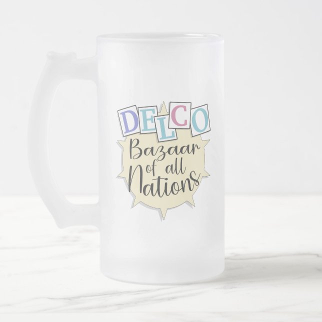 Delco-Basar aller Nationen Mattglas Bierglas (Links)