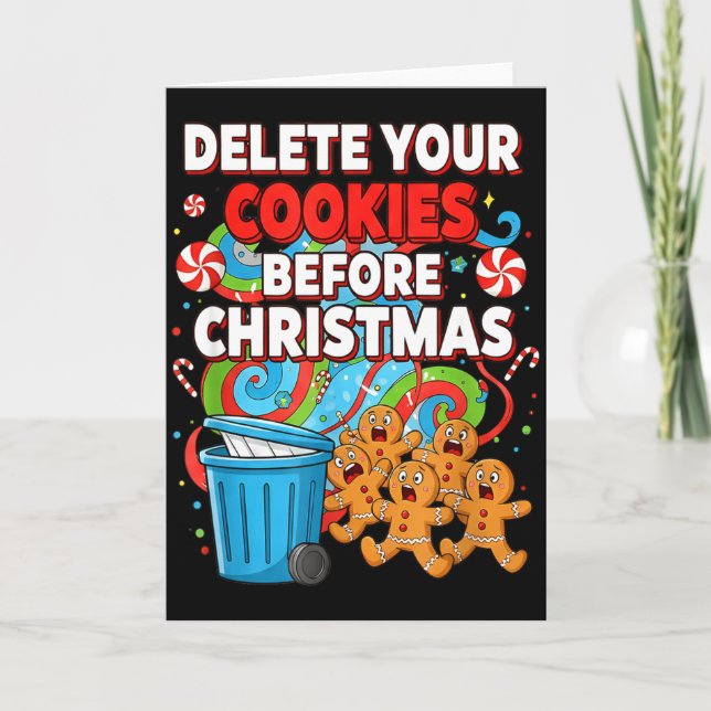 Delete Cookies Funny Christmas Cookie  Karte (Vorderseite)